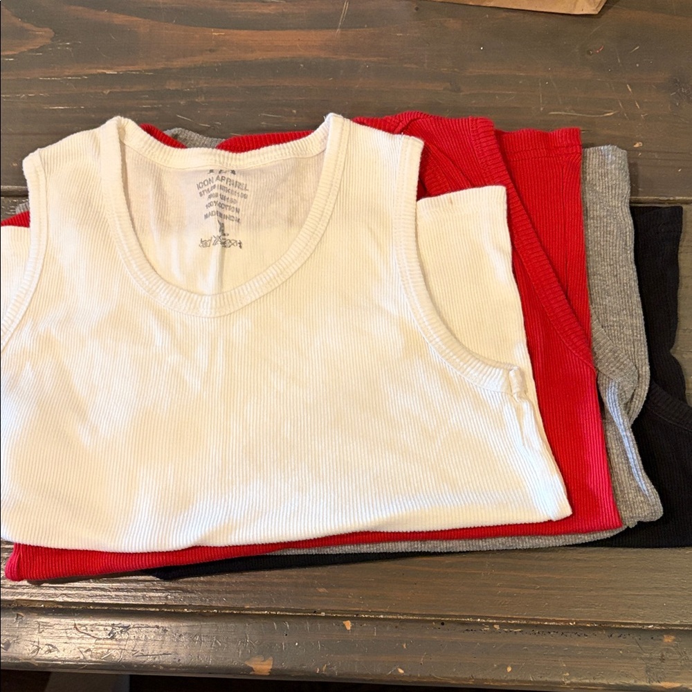ICON Women's Tank Tops - White, Red, Gray, Black- all 4 sell together as a set.